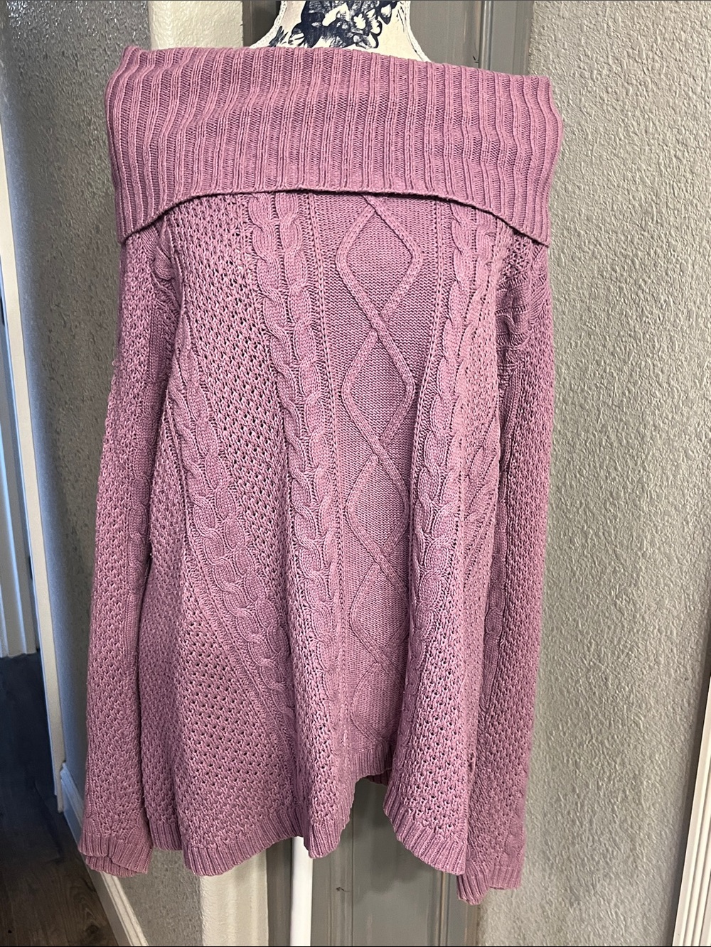 croft & barrow Mauve Pink Off-the-Shoulder Cable Knit Sweater